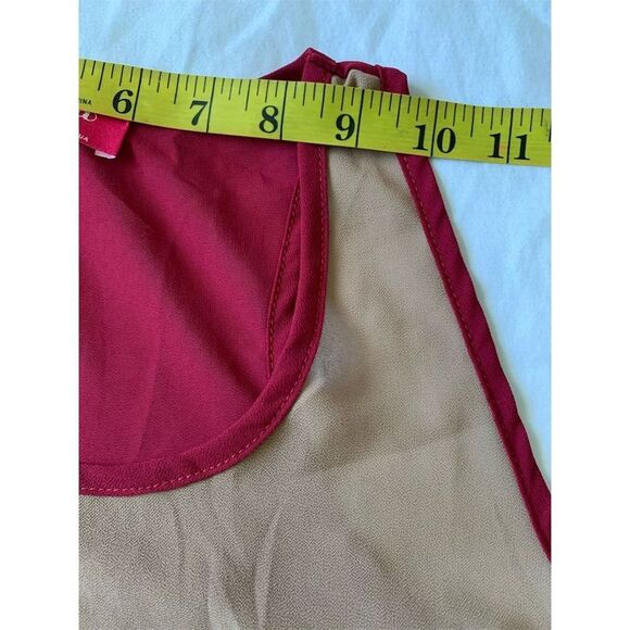 Sleeveless Colorblock Top Red Black Cream M - Picture 8 of 10